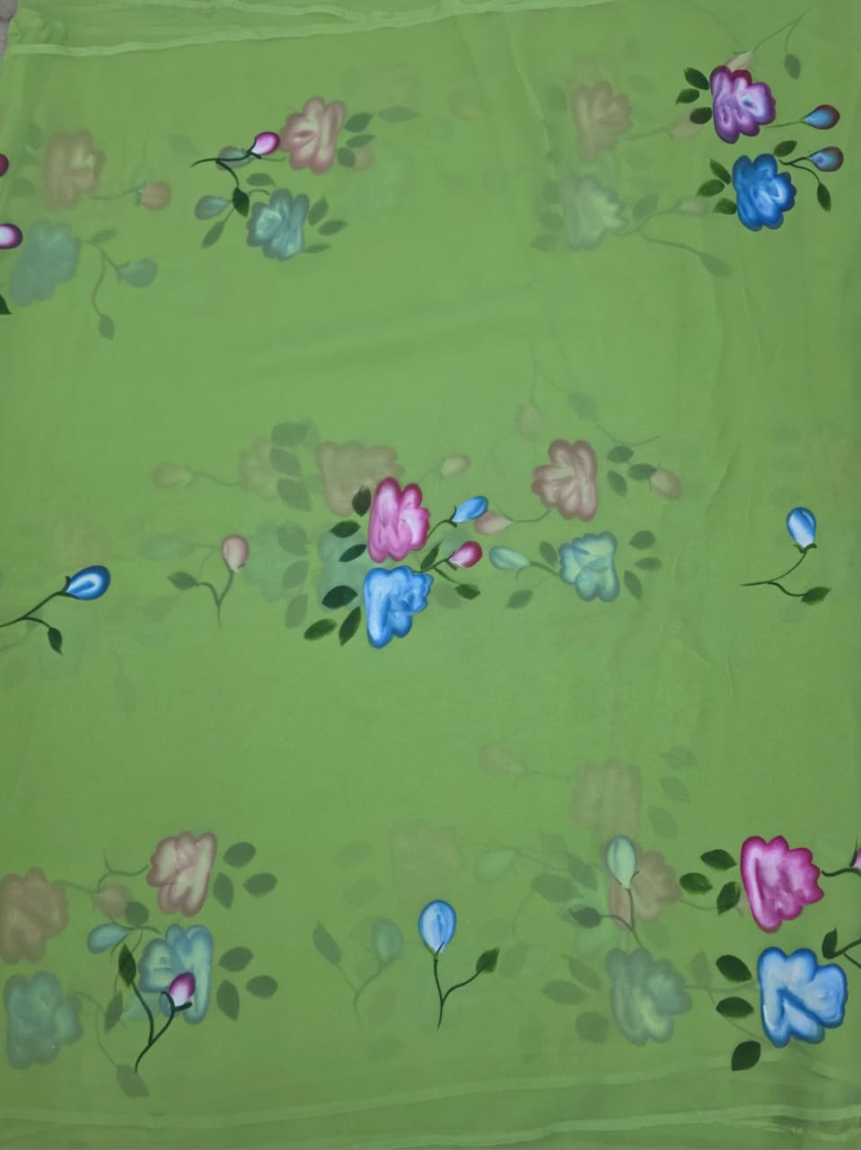Soft Georgette Handpainted Fabric, Soft Georgette Fabric, Soft Georgette Handpainted Fabric for Wedding Dress, Soft Georgette Handpainted Fabric Decoration, Soft Georgette Fabric By Yard/Meter