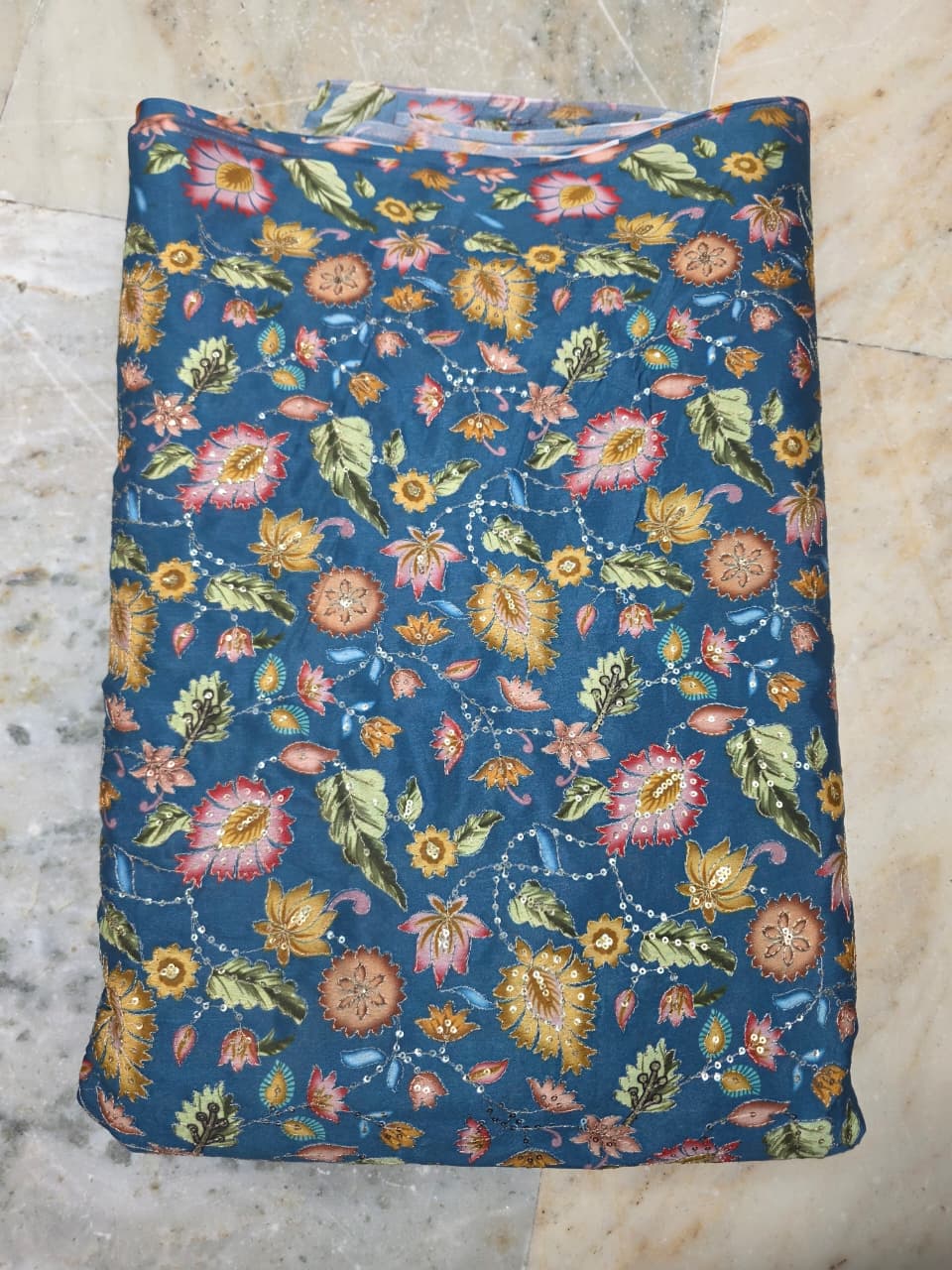 Pure Chinon Printed Fabric – Multi-Color, 44 Inches Wide – Sold by the Yard/Meter