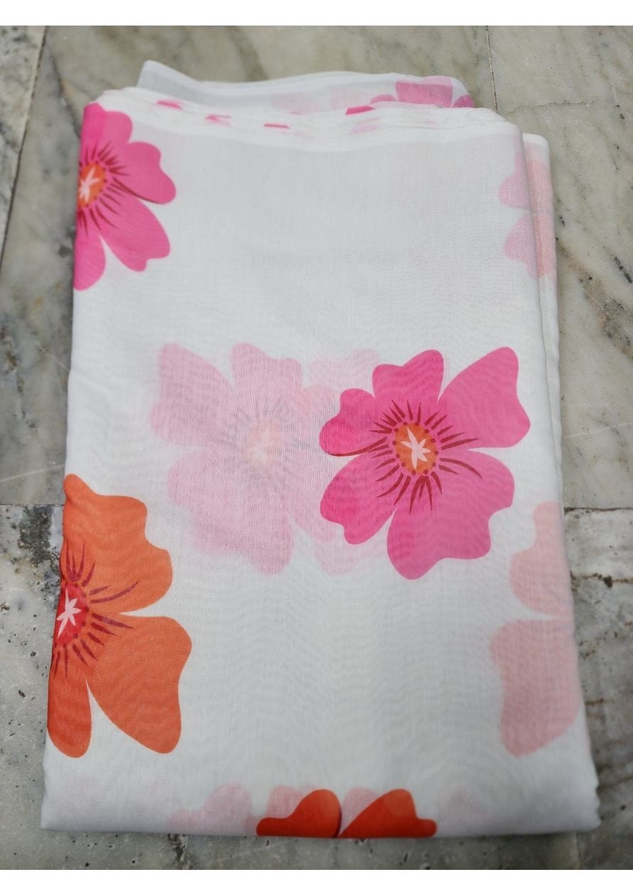 20 Colors Georgette Printed Soft Chanderi Fabric, Georgette Bridal Fabric, Floral Printed Soft Chanderi Fabric by The Yard, Bridal Apparel Fabric for Wedding Dress Fabric by The Meter