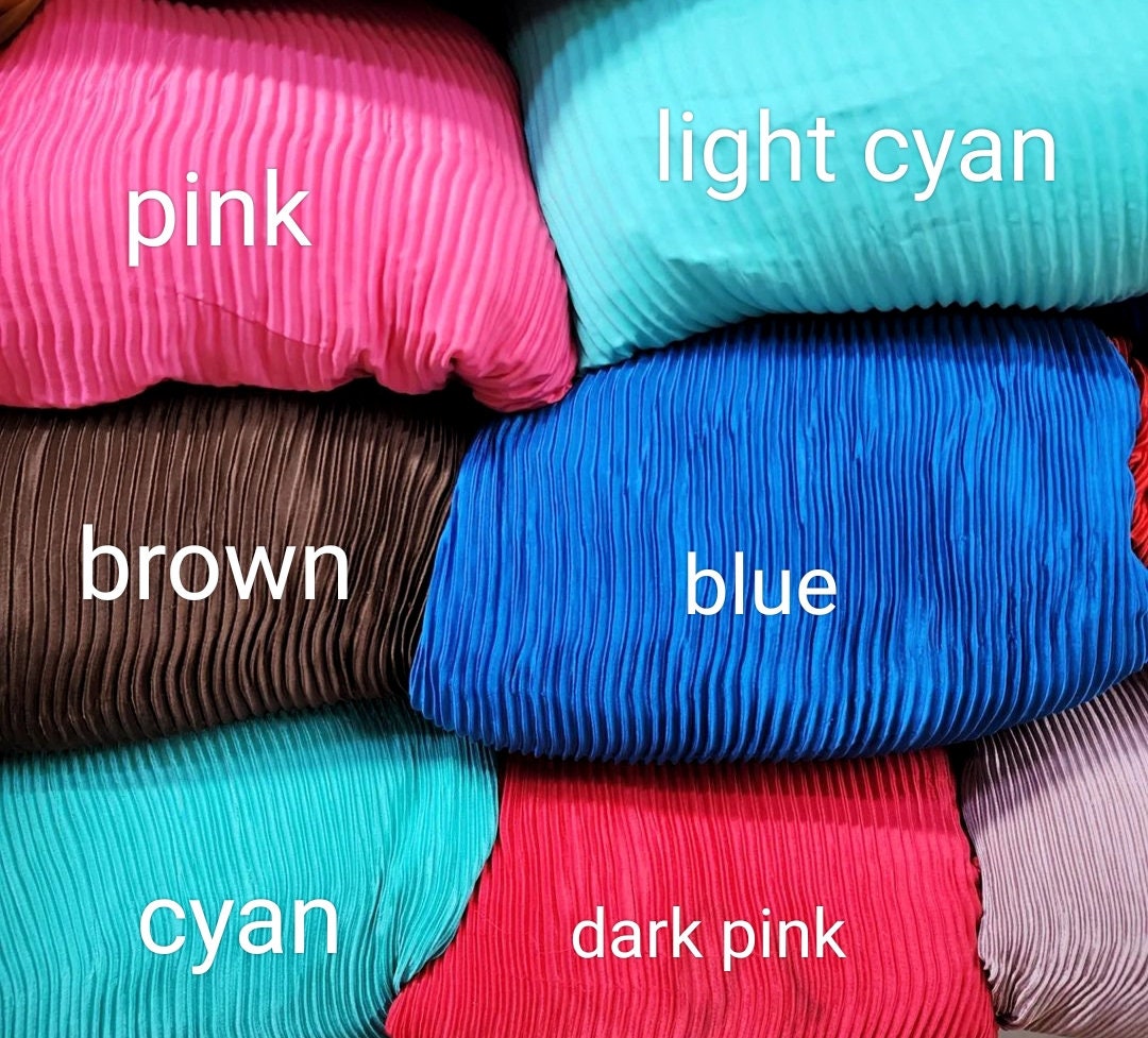 Multicolor Satin Pleated Fabric, Ruffle Pleat Fabric, Satin Texture Wave Fabric, Crumple Accordion Pleated Fabric, Faux Silk Satin Fabric for Wedding Prom Dress and Skirt By the Yard Craft Decorations