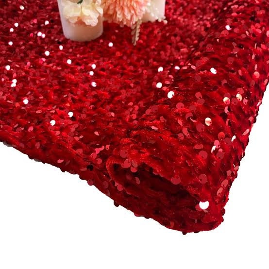 Red Sequin Velvet Fabric, Shimmer Glittery Sequin Fabric, Luxurious Stretch Velvet with Sparkling Sequins, Sequin Prom Gown, Sequin Velvet Glimmer Fabric, Fabric For Wedding Gown Sequin Velvet Fabric By The Yard/Meter